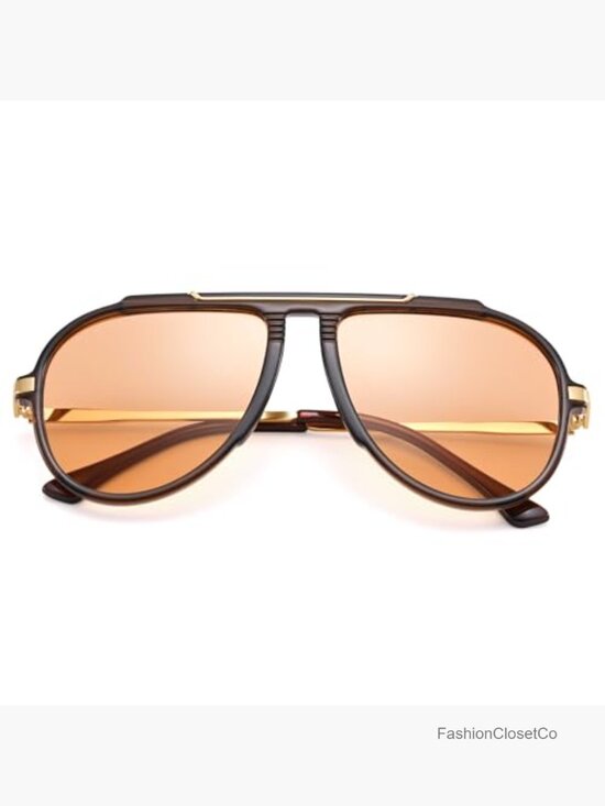 Oversized Aviator Sunglasses Retro Vintage Gold Metal Frame UV400